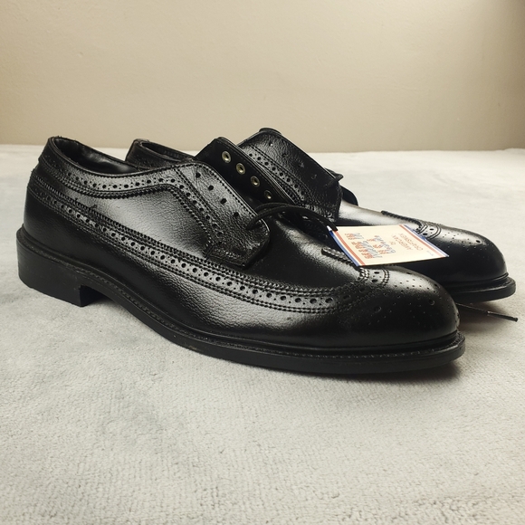 Lehigh Safety Shoes Longwing Steel Toe Wingtip Brogue Pebbled Leather Black 1701 - Picture 13 of 13